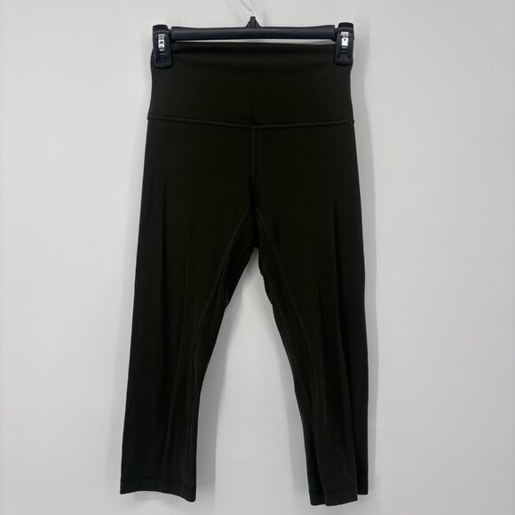 Lululemon Align Crop 19" Activewear Leggings Army Green Womens Size 4 W6HGRS - Picture 1 of 8